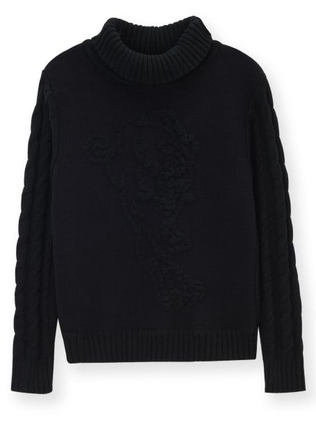 Вязаный свитер черного цвета с высоким воротом Замира V52111