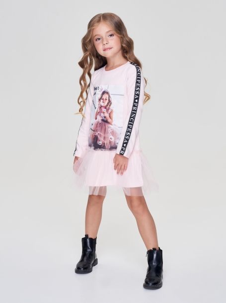 Фото2: картинка 67.108 Платье с принтом, принцесса, розовое Choupette - одевайте детей красиво!