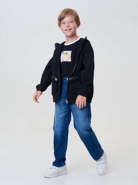 Фото10: картинка 34.117 Джемпер-ХУДИ с принтом, черный Choupette - одевайте детей красиво!