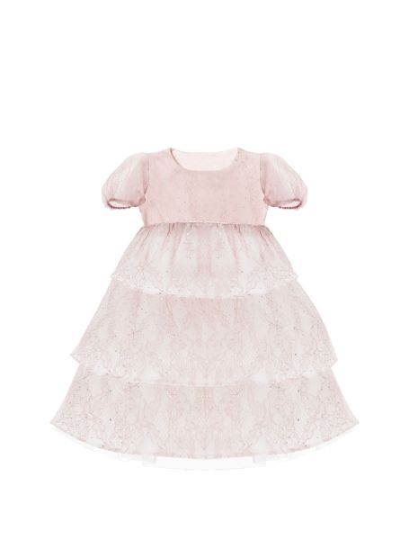 Фото1: картинка 1442.43 Платье нарядное Церемония с кружевом и могоярусной  юбкой, цвет розовый Choupette - одевайте детей красиво!