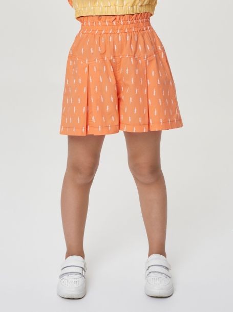 Фото4: картинка 53.120 Юбка-шорты из хлопка, мелкий ринт на оранжевом Choupette - одевайте детей красиво!