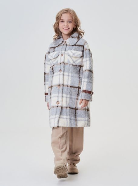 Фото2: картинка 749.20 Куртка из искусственной овчины с отделкой из экокожи,  клетка Choupette - одевайте детей красиво!