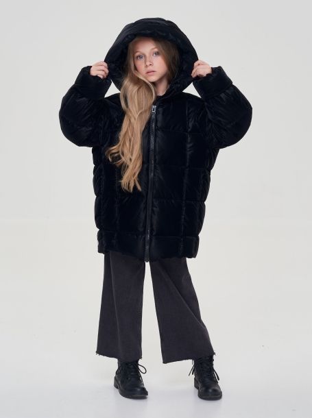 Фото2: картинка 664.1.20 Куртка  объемная с капюшоном (синтепух), черный Choupette - одевайте детей красиво!