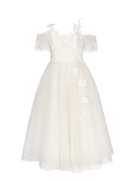 Фото1: картинка 1439.43 Платье нарядное Церемония с 3D-цветами и пышной юбкой, экрю Choupette - одевайте детей красиво!