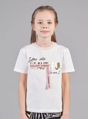 Фото1: Джемпер-футболка с принтом для девочки