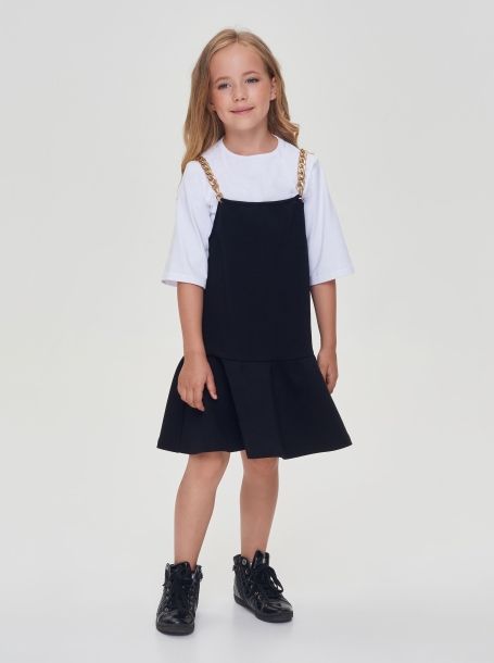 Фото2: картинка 11.108 Платье трикотажное с иммитацией сарафана, черно-белый Choupette - одевайте детей красиво!