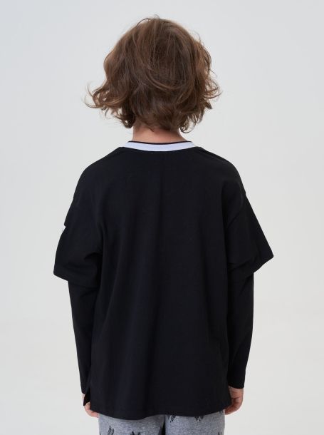 Фото4: картинка 32.117 Джемпер-ЛОНГСЛИВ с принтом, черный Choupette - одевайте детей красиво!
