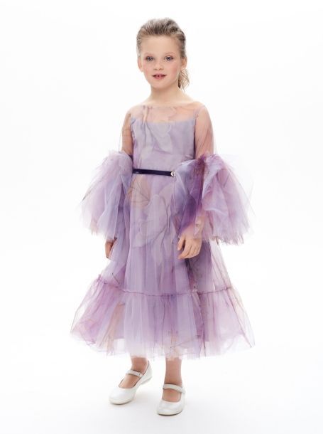 Фото1: картинка 1391.43 Платье нарядное Церемония с арт-рукавами, лаванда Choupette - одевайте детей красиво!