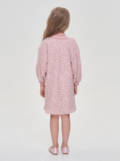 Фото5: картинка 06.106 Платье мягкое комбинированное с кружевом, пудра Choupette - одевайте детей красиво!