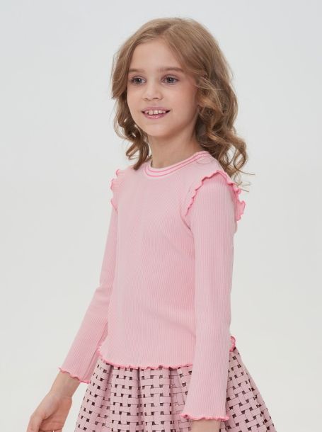 Фото2: картинка 54.114 Блуза из трикотажа Лапша, розовый Choupette - одевайте детей красиво!
