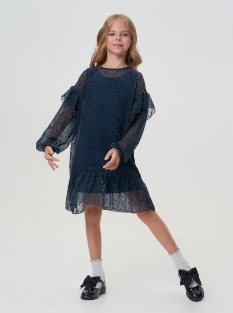 Фото6: картинка 34.114 Платье из шифона в точку , изумруд Choupette - одевайте детей красиво!