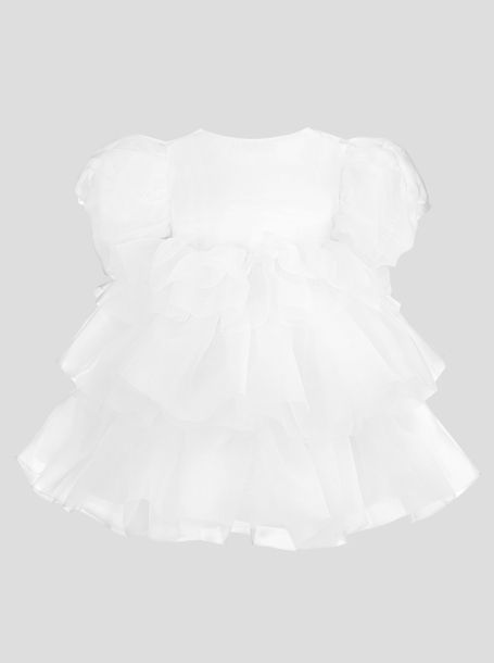 Фото2: картинка 1600.43 Платье нарядное Церемония из органзы Роза, белый Choupette - одевайте детей красиво!