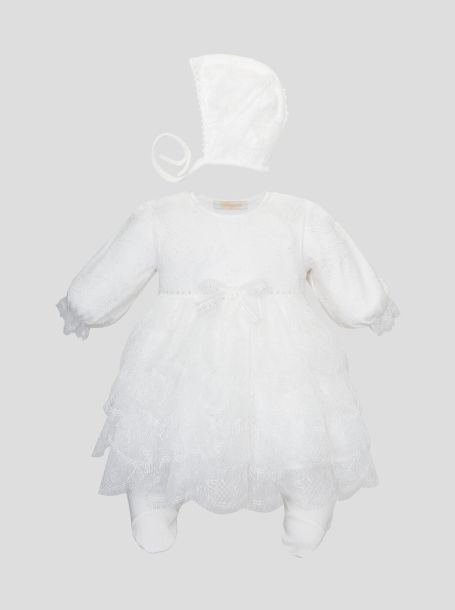Фото1: 1294.43 Платье комбинезон с чепчиком для девочки