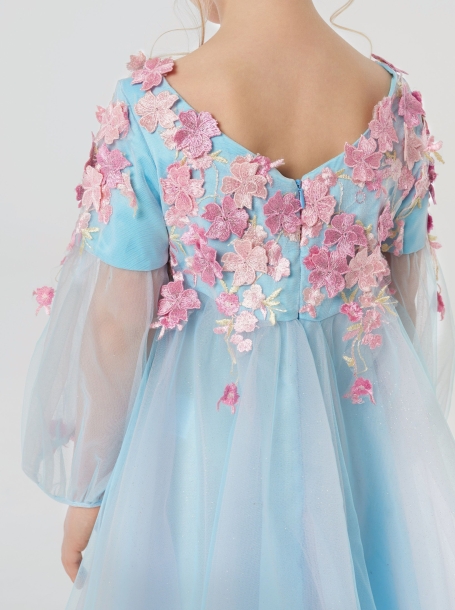 Фото5: картинка 1531.43 Платье нарядное Церемония, с цветочной композицией,  розовый/голубой Choupette - одевайте детей красиво!