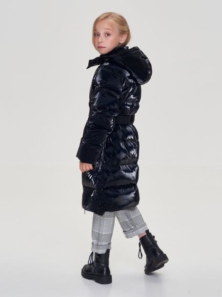 Фото6: картинка 695.20 Пальто пуховое удлиненное, черный винил Choupette - одевайте детей красиво!