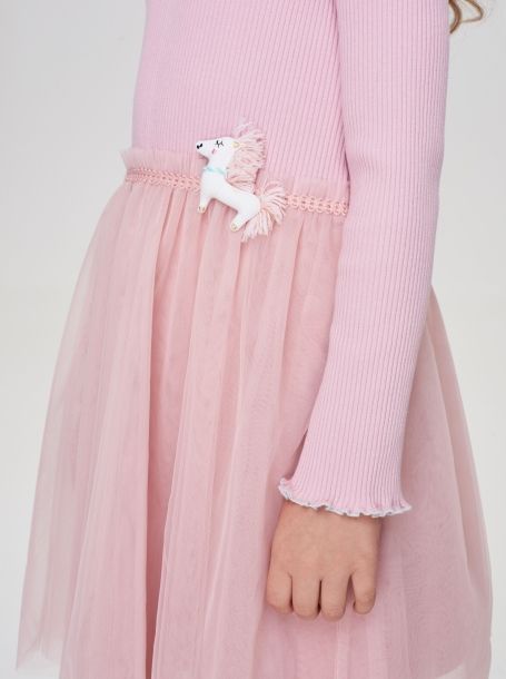 Фото7: картинка 46.106 Платье трикотажное с юбкой из сетки, пудра Choupette - одевайте детей красиво!