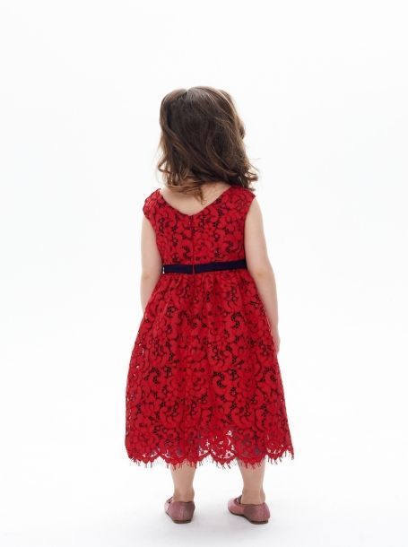 Фото3: 1395.43 Красное кружевное платье с пышной юбкой