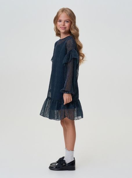 Фото3: картинка 34.114 Платье из шифона в точку , изумруд Choupette - одевайте детей красиво!