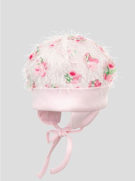 Фото2: картинка 119.118 Шапочка из декоративной ткани с цветами,  розовый Choupette - одевайте детей красиво!