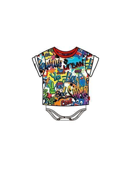 Фото1: картинка 62.103 Боди -футболка комбинированное, принт граффити Choupette - одевайте детей красиво!