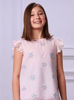 Фото1: Нарядная детская розовая блузка