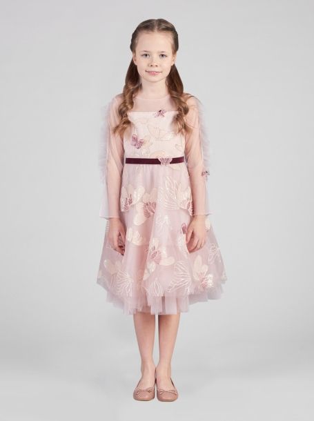 Фото1: 1082.43 Розовое нарядное платье с пышной юбкой