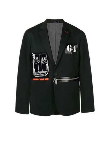 Фото1: Пиджак трикотажный с декорами, черный от Choupette 