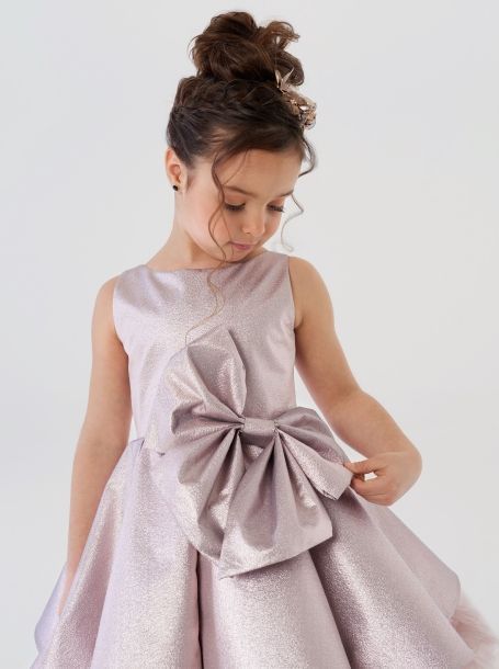 Фото6: картинка 1513.43 Платье нарядное Церемония из парчи с бантом, сияющий лиловый Choupette - одевайте детей красиво!