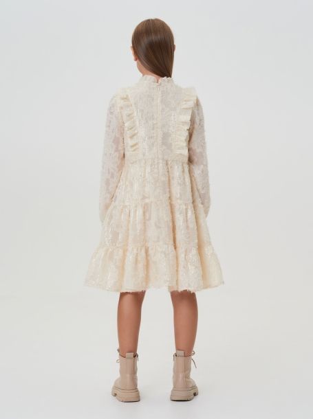 Фото3: картинка 18.114 Платье из фактурного шифона с пайетками, экрю Choupette - одевайте детей красиво!