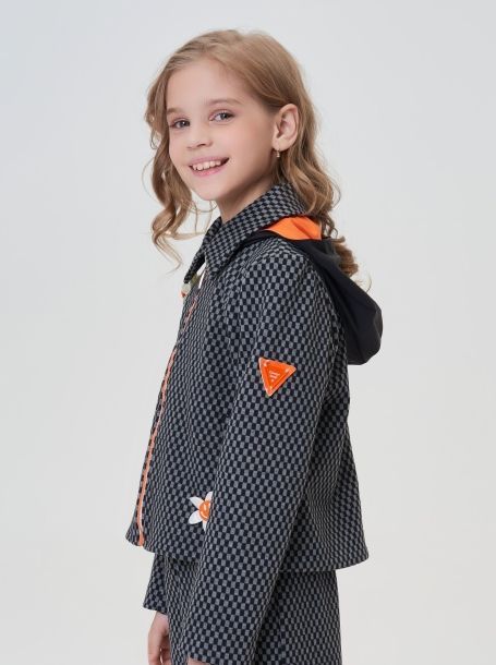 Фото3: картинка 69.116 Куртка-жакет из джерси с декором, черный/серый Choupette - одевайте детей красиво!