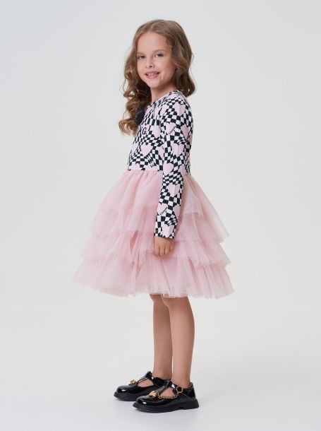 Фото3: картинка 56.116 Платье комбинированное с пышной юбкой, фирменный принт Choupette - одевайте детей красиво!