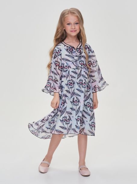 Фото1: картинка 58.106 Платье нарядное из шифона, фирменный принт Choupette - одевайте детей красиво!