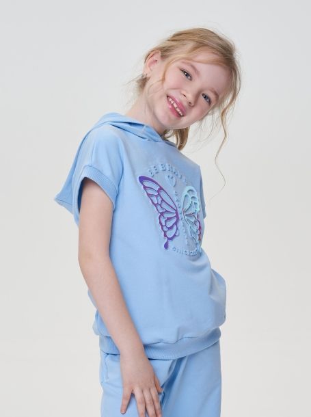 Фото3: картинка 85.112 Толстовка с 3Д декором, цвет голубой Choupette - одевайте детей красиво!