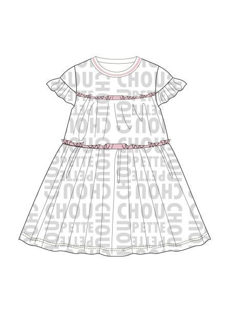 Фото1: картинка 68.112 Платье многоярусное из футера с флоком, теплый белый Choupette - одевайте детей красиво!