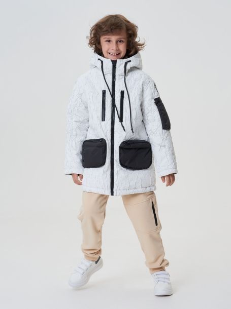Фото2: картинка 771.20 Куртка-парка с подкдадкой из меха "тедди", гранж черно-белый Choupette - одевайте детей красиво!