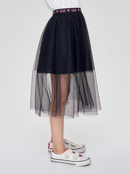 Фото3: Черная сетчатая длинная юбка