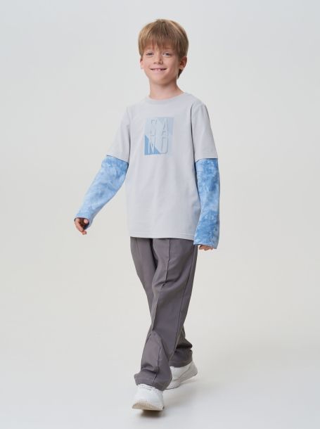Фото4: картинка 31.115 Джемпер-ЛОНГСЛИВ комбинированный  с принтом-тиснением, песочный Choupette - одевайте детей красиво!