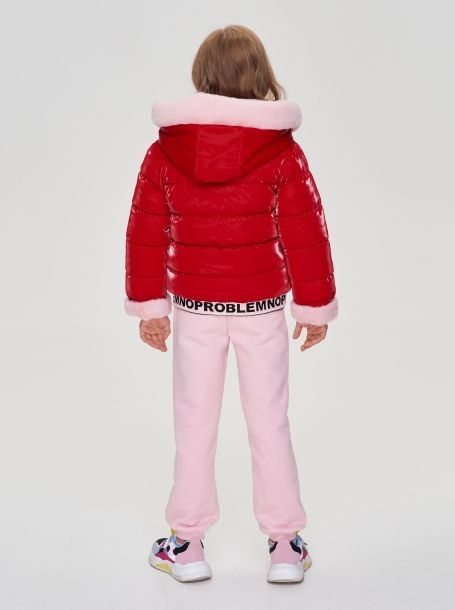 Фото18: картинка 699.20 Куртка двухсторонняя с крупной вышивкой, синтепух, пыльная роза\красный Choupette - одевайте детей красиво!