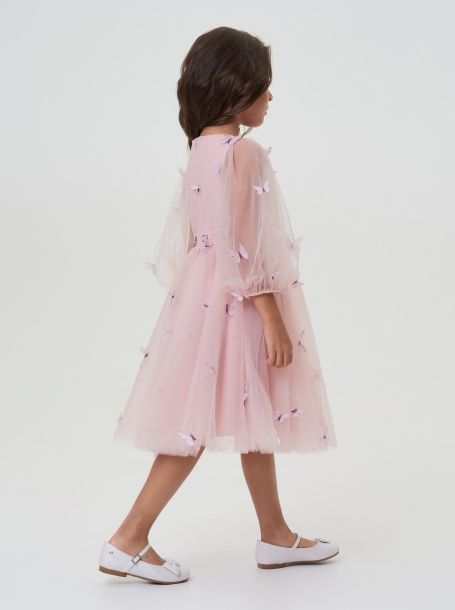 Фото3: картинка 52.116 Платье нарядное с бабочками, пудровый Choupette - одевайте детей красиво!