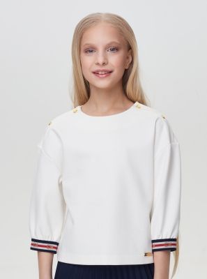 Фото1: картинка 528.31 Блуза из джерси с бантом, теплый белый Choupette - одевайте детей красиво!