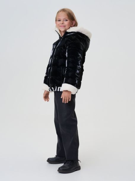 Фото6: картинка 738.20 Куртка двухсторонняя с крупной вышивкой, синтепух, черно-белый Choupette - одевайте детей красиво!