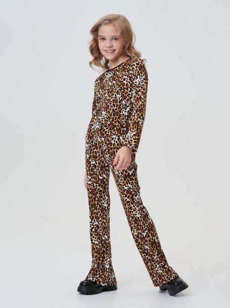 Фото2: картинка 314.70 Костюм из трикотажа Лапша (лонгслив, брюки), принт леопард Choupette - одевайте детей красиво!