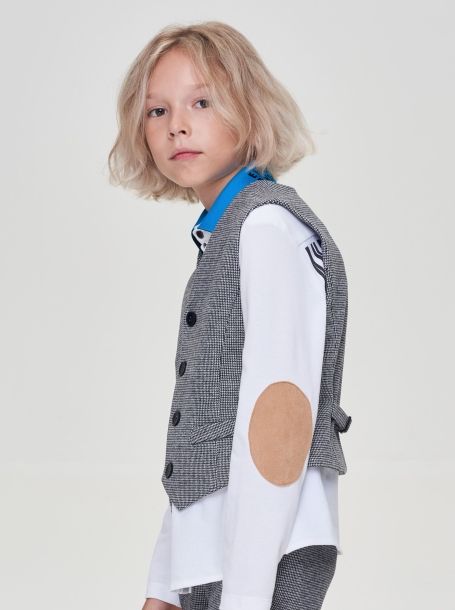 Фото2: картинка 02.1.109 Жилет из ткани пье-де-пуль для мальчика Choupette - одевайте детей красиво!