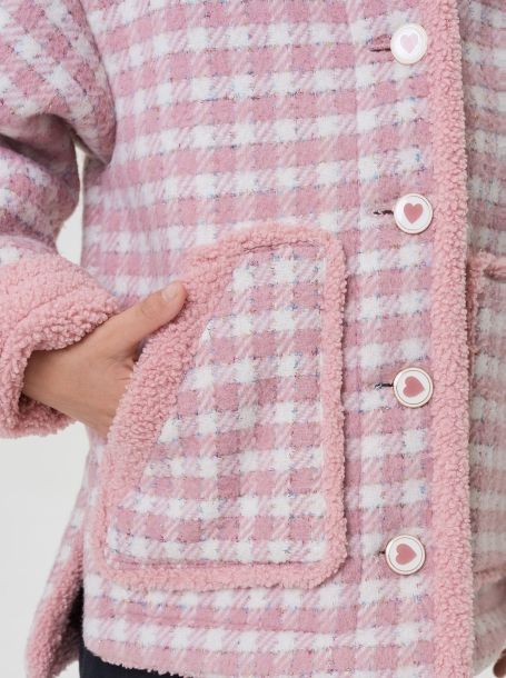 Фото8: картинка 750.20 Куртка под дубленку, розовая клетка Choupette - одевайте детей красиво!