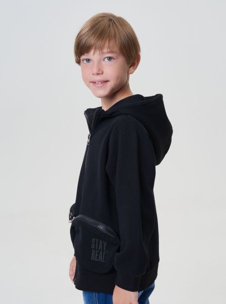 Фото3: картинка 34.117 Джемпер-ХУДИ с принтом, черный Choupette - одевайте детей красиво!