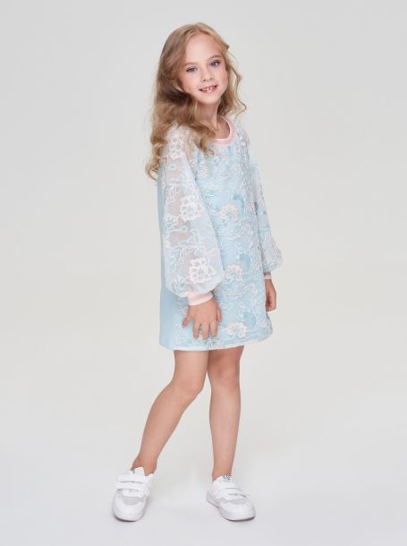 Фото2: картинка 59.106 Платье кружевное для девочки, цвет мята/экрю Choupette - одевайте детей красиво!