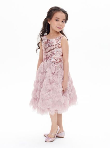 Фото1: картинка 1383.43 Платье нарядное Церемония с вышивкой и пушистой юбкой,пыльная роза Choupette - одевайте детей красиво!