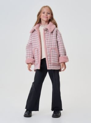 Фото1: картинка 750.20 Куртка под дубленку, розовая клетка Choupette - одевайте детей красиво!