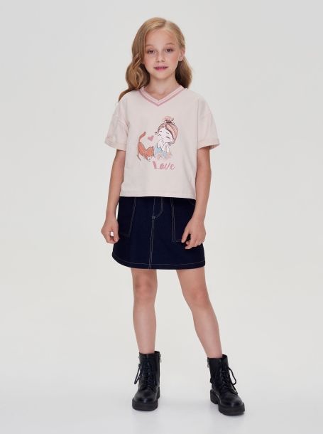 Фото6: картинка 31.106 Джемпер-футболка с V-образной горловиной, сливочный Choupette - одевайте детей красиво!