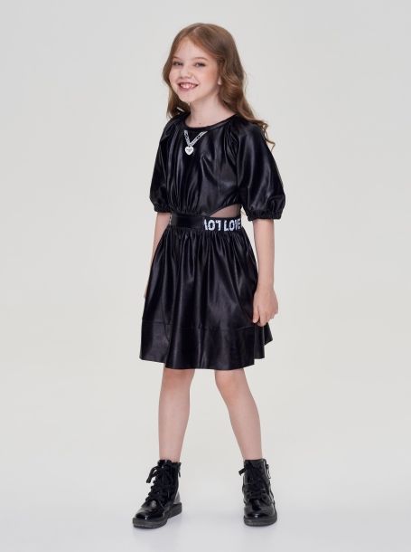 Фото2: картинка 70.108 Платье оригинального кроя с тесьмой, чёрный Choupette - одевайте детей красиво!